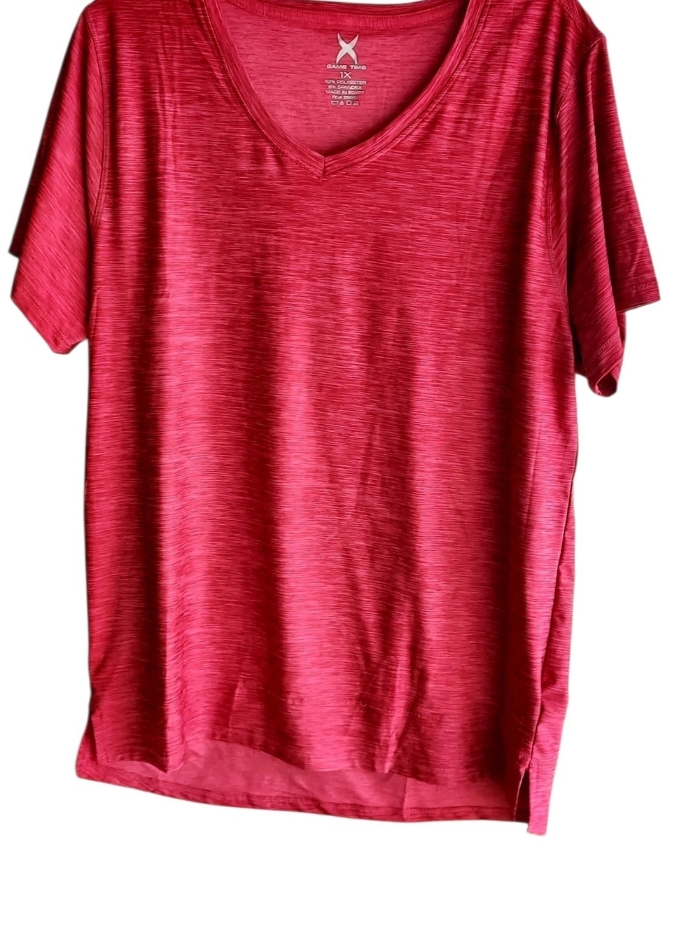 Game Time Heathered Raspberry V-Neck Athletic Tee